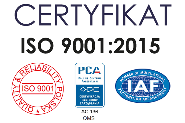 Posiadamy certyfikat ISO 9001 | Q&R | PCA | IAF